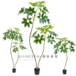 Artificial Plant Paulownia Large Leaf Umbrella Large Floor-Standing Potted Plant Living Room Indoor Decoration Artificial Green Plant Potted Tree Decoration