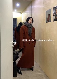 
Japanese and Korean loose, slim and fashionable design suit collar mid-length thickened cotton wool coat