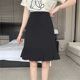 Large size high waist solid color pleated skirt for women in spring and summer new short skirt black hip slim A-line fishtail midskirt
