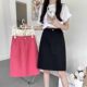 Summer Korean mid-length skirt, large size high waist versatile denim skirt, student solid color slit skirt, ins trendy