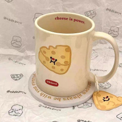 Cute Cream Cheese Ceramic Mug ins with Lid, Best Friend Gift, Milk Mug, Student Dormitory
