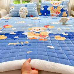 2025 New Autumn and Winter Milk Velvet Quilted Mattress Coral Velvet Mattress Non-Slip Soft Pad Warm Dormitory Velvet Bed Sheet