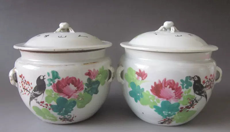 花鳥粥罐 域鉴古玩】晚清民国·浅绛彩花鸟纹四系粥罐拍卖价格/图片/值多少钱