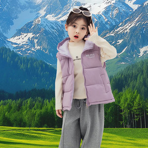 
New children's down cotton vest hooded outside with thickened girls, boys, big children's top vest in winter