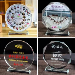 Crystal Trophy Octagonal Sunflower Classmate Souvenir Graduation Season Award Commemorative Teacher's Day Medal Round Shape