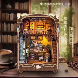 Caramel Dreamland Sisyphus Cat Cafe DIY Wooden Assembly Creative Art Ornament Handmade Gift for Friends