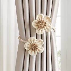 Creative Curtain Tiebacks, a Pair of Light Luxury High-End Tie Straps, Cute Buckle Clips, Flower Accessories for Decoration