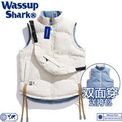 Wassup Shark Trendy Reversible Vest for Men and Women, Couples, Autumn and Winter Thickened Warm down Cotton Sleeveless Jacket