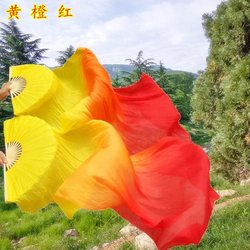 Dance Fan, Extended Yangko Fan, Three-Color Gradient Flame Fan, Long Silk Square Dance Fan, Dancing Fan, Yangko Fan
