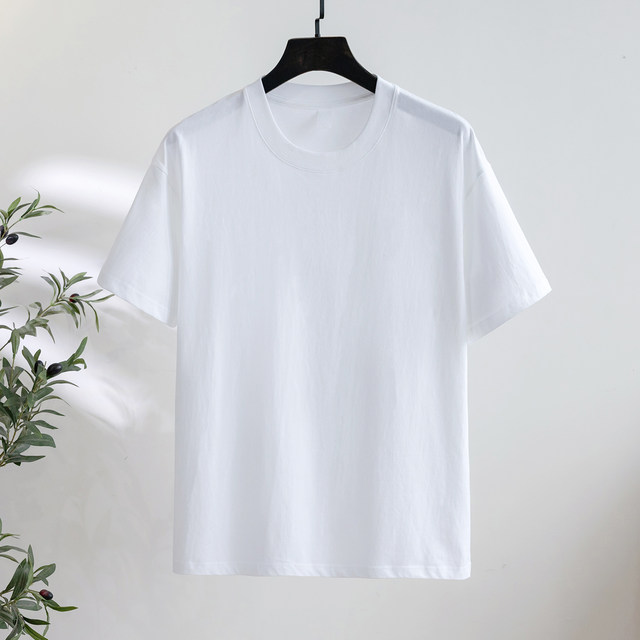 White short -sleeved T -shirt Female summer new cotton loose thin, thin, neutral men and women in the white embryo can dye the bottoming shirt
