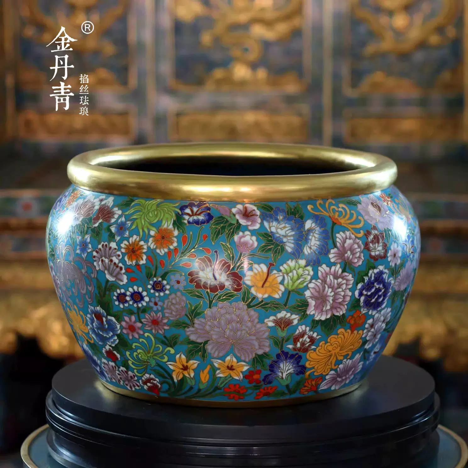 金丹青景泰蓝掐丝珐琅大圆熏香炉手工纯紫铜胎仿故宫艺术品收藏