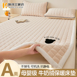 Class a Milk Velvet Mattress Pad, Soft Cushion for Home Bedroom, Thickened for Winter Warmth, Coral Fleece Bed Sheet Pad
