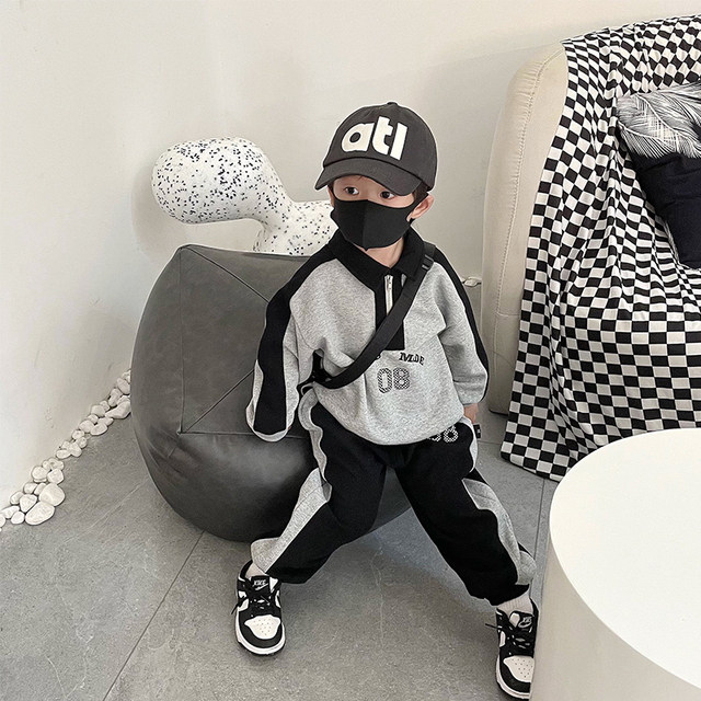 Boys' autumn sweater suit autumn boy baby handsome and fashionable ...