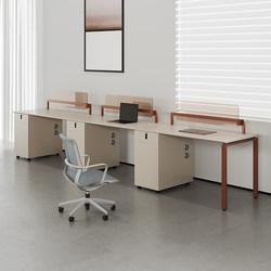 Staff Desk Is Simple and Modern, Single-Person Screen Partition Office Desk and Chair, Horizontal Double or Triple Straight-Row Work Station with Side Cabinet