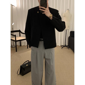 
Acha and Agu [Jingya Fragrance] Gold buckle oblique placket small fragrance jacket men's spring high-end jacket