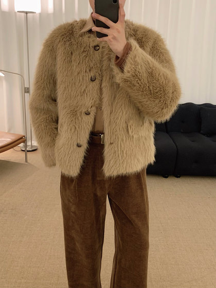 
Acha and Agumelade leather jacket men's autumn and winter trendy brand design fur one-piece fur top