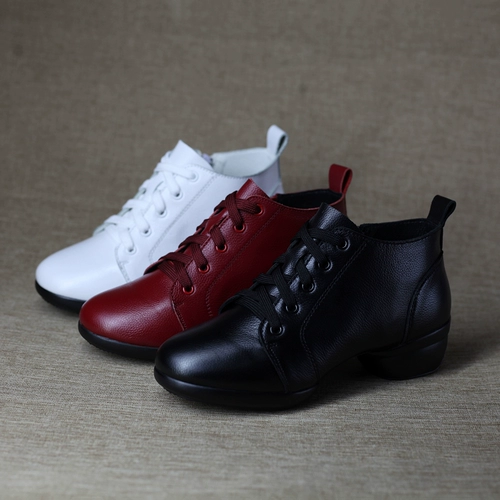 Кожаная обувь с молнией, танцующие туфли, мягкая подошва