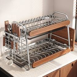Stainless Steel Dish Storage Rack Kitchen Storage Rack Multi-Functional Countertop Tableware Storage Rack Household Dish Rack