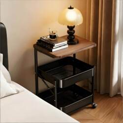 Snack Cart Storage Rack, Floor-Standing Bedroom Bedside Table, Home Storage Rack, Living Room Sofa Coffee Table, Vintage Side Table