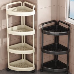 Trolley Storage Rack for Home Bathroom, Movable Corner Triangular Multi-Functional Storage Shelf