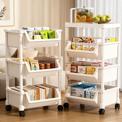 Snack Cart Storage Rack with Wheels, Movable, Multi-Layer, for Home Use in Living Room, Bedroom, Dormitory, Bookshelf, Storage Rack