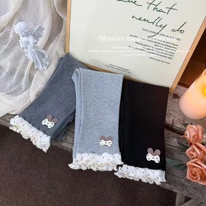 
Girls' autumn leggings for children's new style boneless Korean style pants splicing baby girl cute versatile trousers