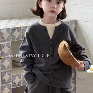 Autumn children's pullover fake two-piece design knitted sweater for boys and girls Korean style style bottoming shirt simple winter