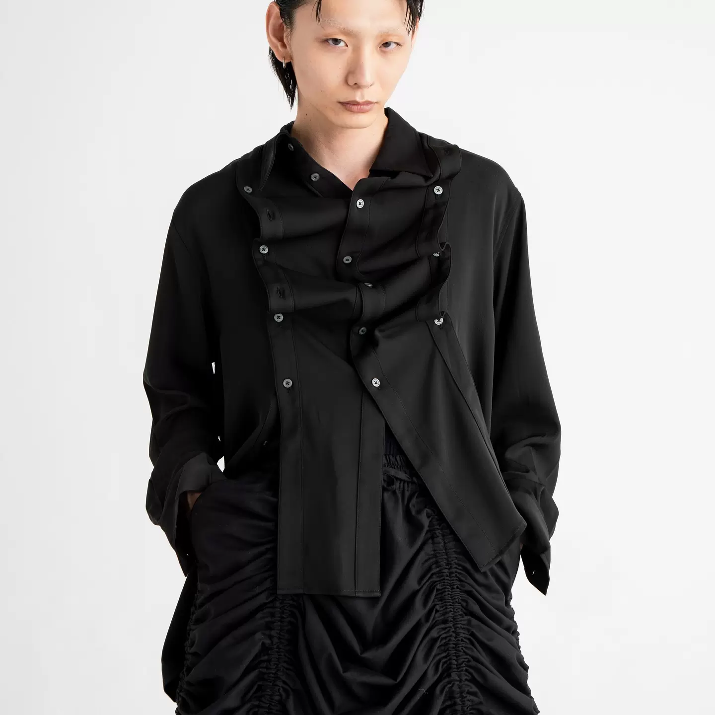 ノットコンベンショナル slit button shirt 大人気】NOT CONVENTIONAL