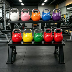 Commercial Colored Steel Kettlebell Rack 4-32kg Set Men's Professional Kettlebell Ball Lifting Home Fitness