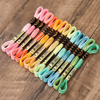 6 strands of 8-meter section dyed embroidery thread, handmade accessories, cross-stitch thread, gradient two-color embroidery thread, 78-color optional cotton thread