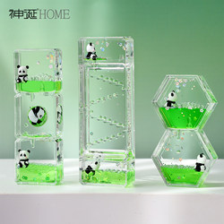 Cute Panda Stress-Relief Oil Hourglass Creative Ornament Mood Stabilizer Desktop Oil Drop Timer Children's Day Gift