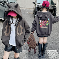 Girls' Hooded Sweatshirt Baseball Jacket 2026 Spring and Autumn New Loose Cartoon Coat Fashionable Trendy Top