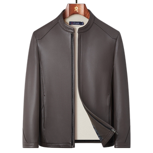 [Sheepskin/Customized Color Leather] Mengtejiao Spring Men's Business Leather Stand Collar Leather Jacket Fashion Jacket J