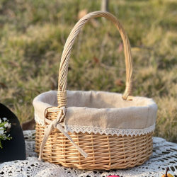Wicker Storage Basket, Vegetable Basket, Portable Wicker Picnic Basket, Fruit Basket, Small Gift Basket, Egg Flower Basket