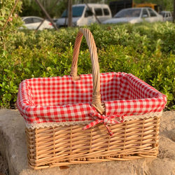 Wicker Basket, Square Hand-Held Basket, Gift Woven Basket, Photography Shopping Basket, Postpartum Egg Flower Basket, Fruit Basket, Picnic Basket