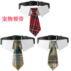Tanpopo Christmas tie plaid collar pet dog clothing accessories small, medium and large dog tie triangle scarf