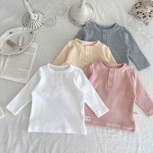 
Baby base shirt spring and autumn clothes with round neck, boy and girl long-sleeved T-shirt children's stretch slim body clothes