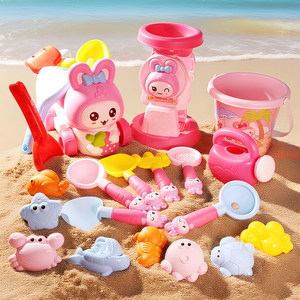 
Girls pink beach sand play tools baby sand digging shovel hourglass digging loose soil bucket indoor and outdoor toy set