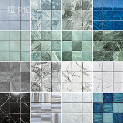 Bali Green Nine-Square Grid Ceramic Swimming Pool Mosaic Tiles Large Bathroom Antique Pastoral Background Wall Decoration
