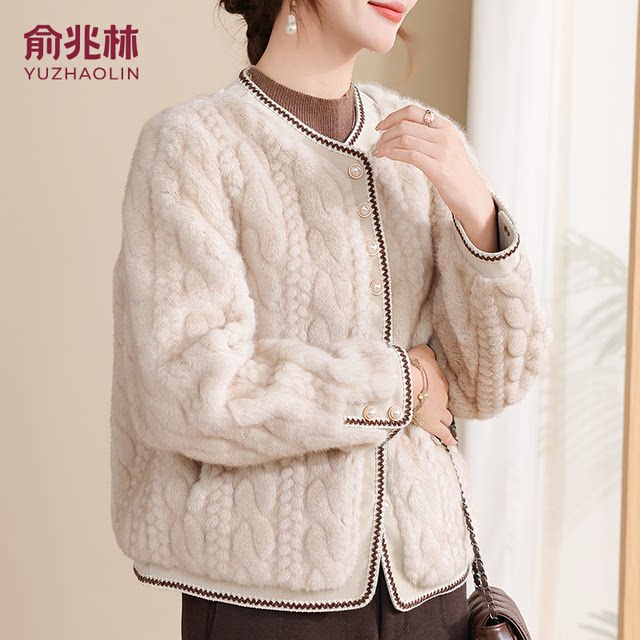 Yu Zhaolin Fashion Women's 2025 New Thickened and Velvet Imitation Mink Jacket