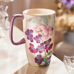 Black Ceramic Mug with Lid for Home Use, Creative Design for Women, High Aesthetic Value, Large Capacity for Drinking Water or Coffee in the Office