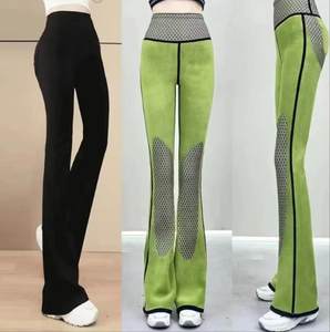 
2025 women's autumn and winter plus velvet thickened micro-flare shark pants high waist elastic back pocket casual yoga pants