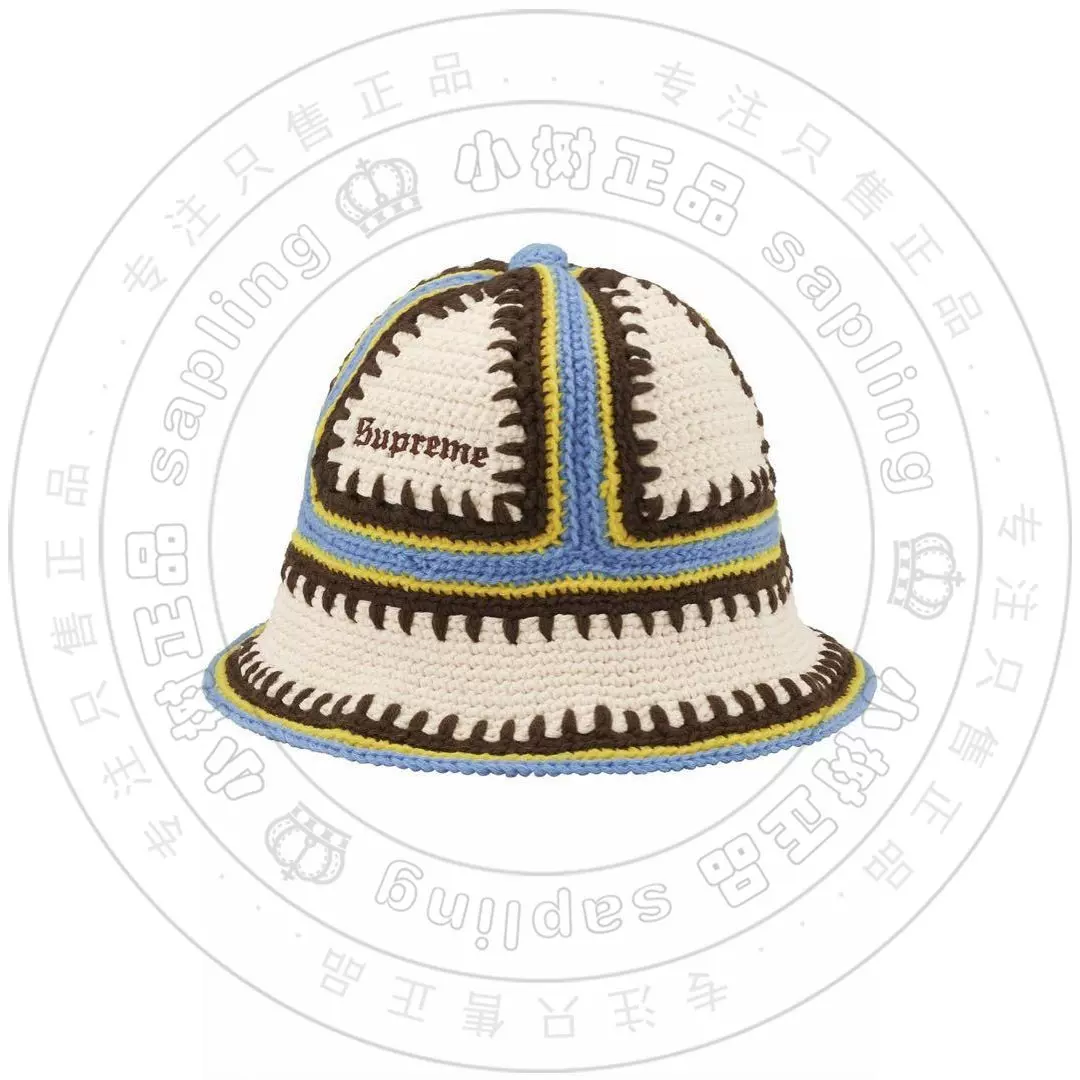 在途23SS Supreme Crochet Edge Hat钩织羊绒刺绣LOGO渔夫帽-Taobao