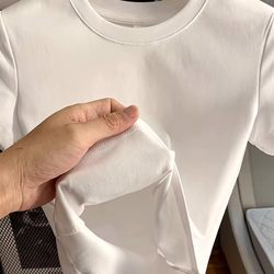 Girls' Versatile Regular Shoulder T-Shirt, Short-Sleeved Summer New Style, Suitable for Older Children and Middle School Students, Slim-Fit Pure Cotton Top