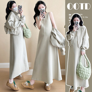 
Maternity wear autumn suit 2025 new fashionable fashionable jacket top vest dress fashionable two-piece set autumn and winter
