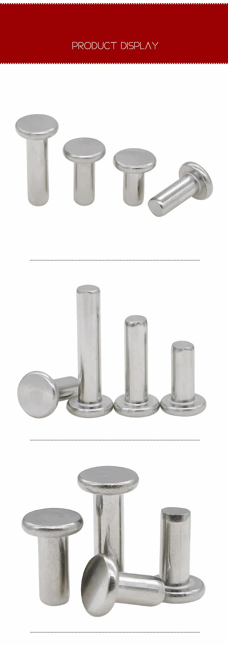 Swpeet 200Pcs M6 × 6mm 10mm 14mm 20mm 25mm Solid Aluminum Brazier Head Rivets, Aluminum Rivet, Plain Finish, Universal Head, High Corrosion Resistance For Repairing Boats, Aircraft, Making Armor