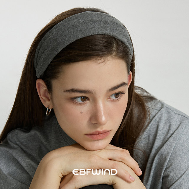 
EBFWIND Korean style simple and high-end gray wide version headband versatile high skull