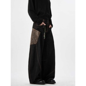 
Year of the Snake limited edition snakeskin pants Scimitar python black jeans wide leg men's and women's pants