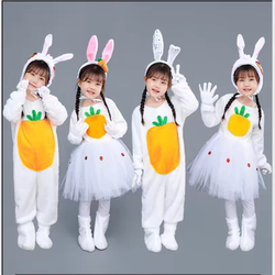 New Autumn and Winter Children's Rabbit Performance Costume Cartoon White Rabbit Animal Costume Little Rabbit Stage Performance Costume Tulle Skirt