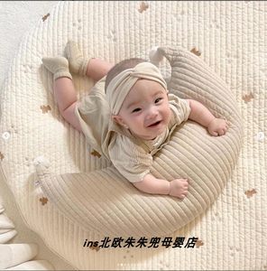 
ins Nordic pure cotton fur ball moon pillow baby cushion baby children's bed pillow removable and washable nursing pillow